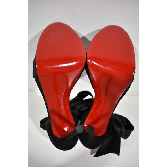 Christian Louboutin Torrida Alta 150 Black Silk Bow Platform Sandal Heel Pump 42 - Picture 12 of 12